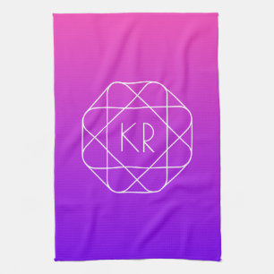 Linge De Cuisine Monogramme géométrique cool Magenta Violet Pourp