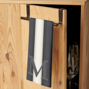 Linge De Cuisine Monogramme gothique noir et blanc