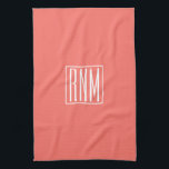Linge De Cuisine Monogramme initial | Blanc Sur Le Corail<br><div class="desc">3 initiales monogrammées.</div>