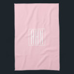 Linge De Cuisine Monogramme initial | Blanc sur rose clair<br><div class="desc">Rose clair doux avec votre monogramme personnalisé...  optimiste et moderne.</div>