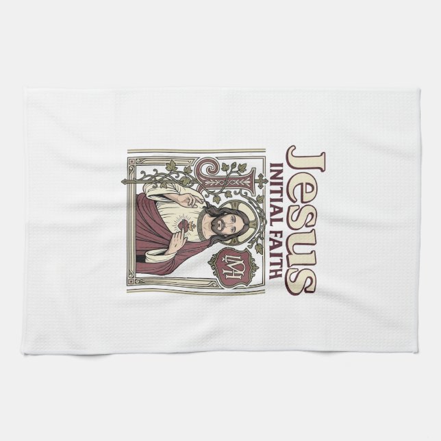 Linge De Cuisine Monogramme initial de Jésus Foi Monogramme initial (Horizontal)