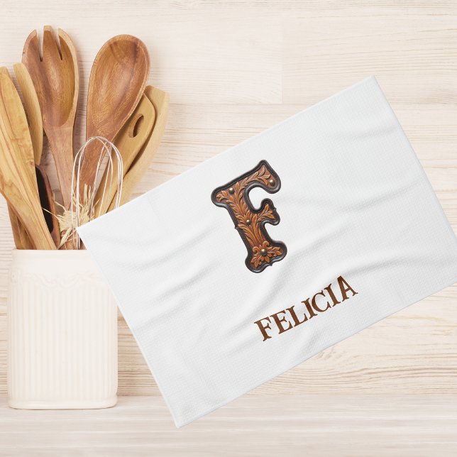 Linge De Cuisine Monogramme initial en cuir occidental F (Créateur téléchargé)