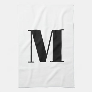 Linge De Cuisine Monogramme initial noir et blanc moderne