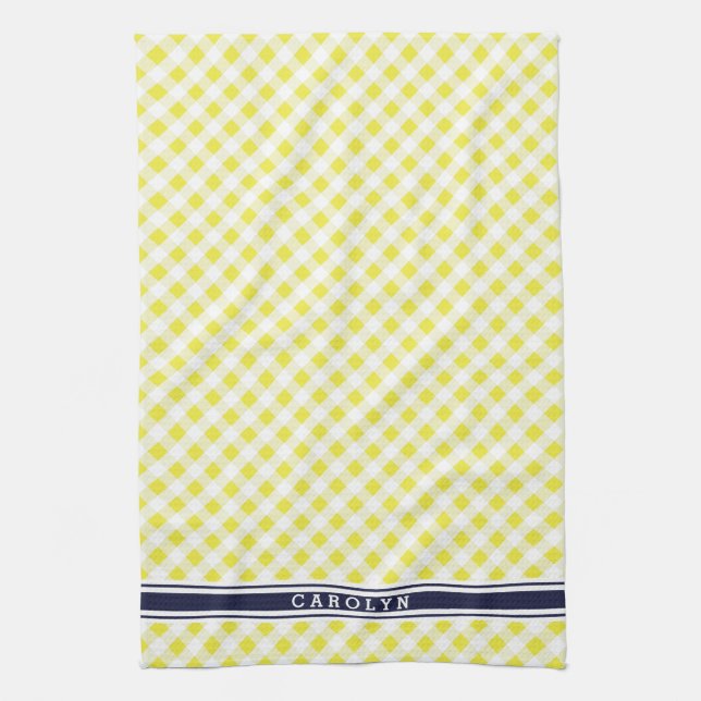 Linge De Cuisine monogramme jaune de très bon goût chic de motif de (Vertical)