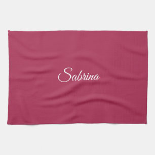 Linge De Cuisine Monogramme minimaliste rose cerise rose