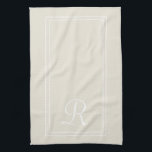 Linge De Cuisine Monogramme moderne à rayures neutres Personnalisé<br><div class="desc">Monogramme à rayures neutres moderne serviette de cuisine</div>
