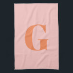 Linge De Cuisine Monogramme moderne Initial Pastel rose et orange<br><div class="desc">Joli monogramme moderne avec la lettre de votre choix,  en rose pastel et orange.</div>