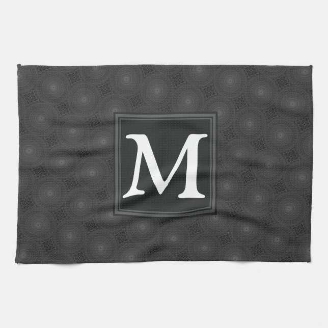 Linge De Cuisine Monogramme motif des cercles de charbon (Horizontal)