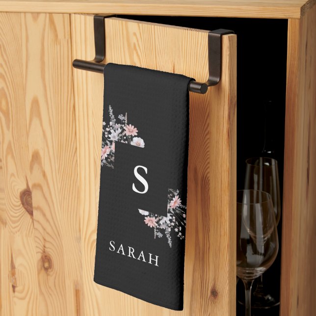 Linge De Cuisine Monogramme noir Premier maman moderne Tea Plat (Pliage en tiers)