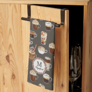 Linge De Cuisine Monogramme Nom Venti Amoureux du Café