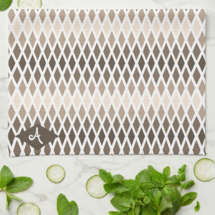 Linge De Cuisine Monogramme Ombre Diamond Café