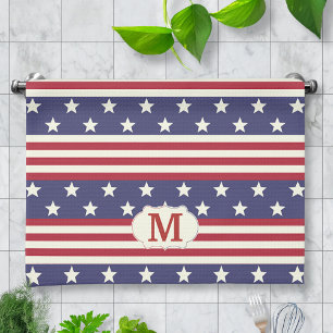 Linge De Cuisine Monogramme patriotique de bannière étoilée de