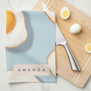 Linge De Cuisine Monogramme Personalisé Sunny Side Up Motif Oeuf