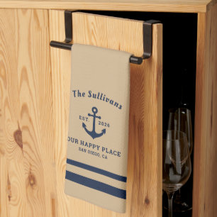 Linge De Cuisine Monogramme personnalisé de ferme en avoine et ancr