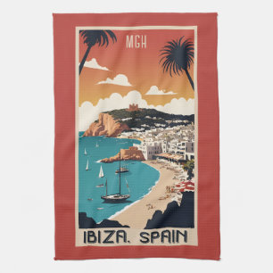 Linge De Cuisine Monogramme personnalisé Ibiza, Espagne Poster de v