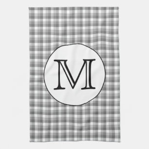 Linge De Cuisine Monogramme personnalisé. Noir et blanc avec le c