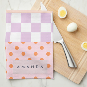 Linge De Cuisine Monogramme personnalisé Pastel Polka Dot Lilac chè