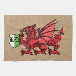 Linge De Cuisine Monogramme personnalisé Welsh Dragon