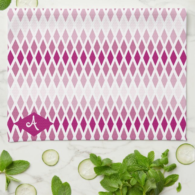 Linge De Cuisine Monogramme rose Diamond Ombre (Plié)