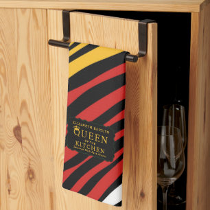 Linge De Cuisine Monogramme rouge vert jaune noir Mois de l'histoir