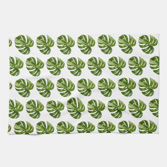 Linge De Cuisine Monstera Albo Tropical Kitchen Decor (Horizontal)