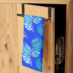 Linge De Cuisine Monstera Brise Bleu Cobalt