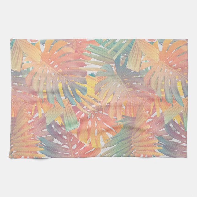 Linge De Cuisine Monstera Palm Jungle d'été 1 (Horizontal)