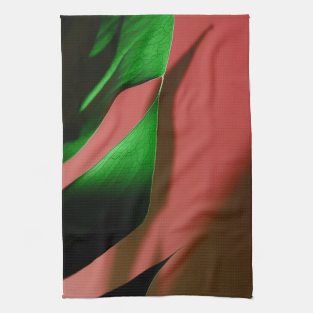 Linge De Cuisine Monstera Swiss Cheese Plante rouge vert plat (Vertical)