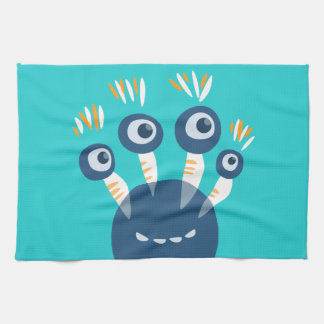 Linge De Cuisine Monstre bleu mignon de bande dessinée avec quatre
