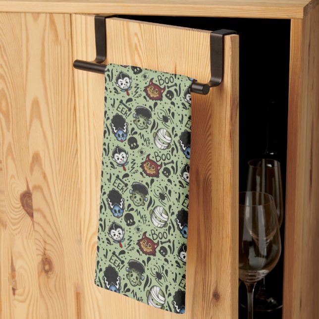 Linge De Cuisine Monstres Universels- Vert (Pliage en tiers)