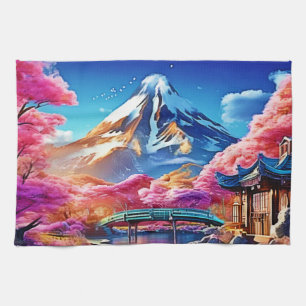 Linge De Cuisine Mont Sakura : Paysage printanier