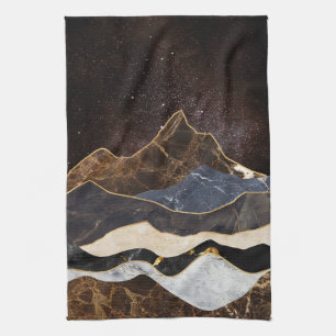 Linge De Cuisine Montagnes de marbre abstraites sous un ciel étoilé