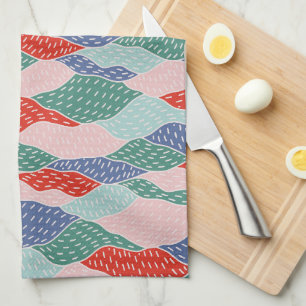 Linge De Cuisine Montagnes, mosaïque, collage, dessiné à la main, p