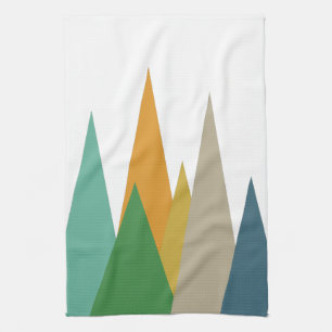 Linge De Cuisine Montagnes Vert Bleu Orange Mi-Siècle moderne