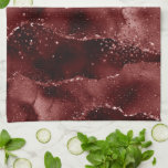 Linge De Cuisine Moody Agate | Henné sang rouge grenat bijou ton<br><div class="desc">90s grunge inspiré sombre, sophistiqué aquarelle marbré pierre d'agate dans un ton de bijou moody profond avec faux feuille métallique et veines de parties scintillant dans un riche, dramatique avec tourbillons fluides abstraits et veines de parties scintillant. De la collection "Till Death Do Us Part", ce magnifique dégradé peint à...</div>
