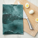 Linge De Cuisine Moody Agate | Turquoise Vert Malachite Riche Joyau<br><div class="desc">90s grunge inspiré sombre, sophistiqué aquarelle marbré pierre d'agate dans un ton de bijou moody profond avec faux feuille métallique et veines de parties scintillant dans un riche, dramatique avec tourbillons fluides abstraits et veines de parties scintillant. De la collection "Till Death Do Us Part", ce magnifique dégradé peint à...</div>