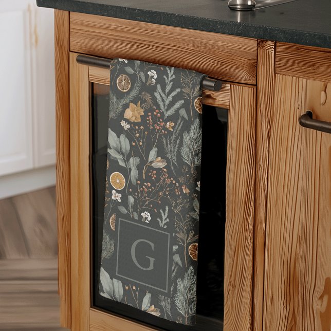 Linge De Cuisine Moody Winter Botanogramme Noël (Créateur téléchargé)