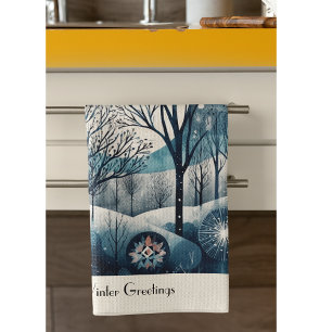 Linge De Cuisine Moonlit Nordic Forest, personnalisable
