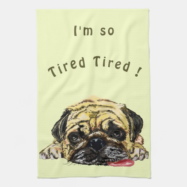Linge De Cuisine Mops Dog - Ajouter Votre Texte / Couleur (Vertical)