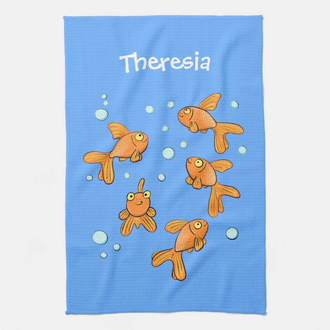Linge De Cuisine Morceau de poisson rouge orange mignon sur dessin  (Vertical)