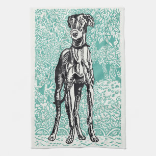 Linge De Cuisine Moriz Jung Greyhound Vintage Art Fond Sarcelle