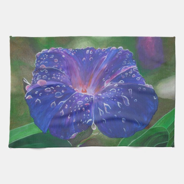 Linge De Cuisine Morning Glory (Ipomoea Purpurea) Petals et Dew Dr. (Horizontal)