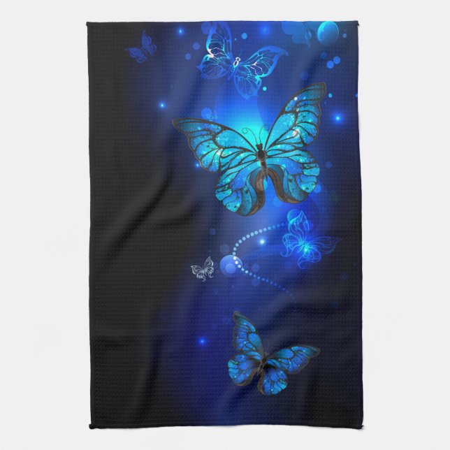 Linge De Cuisine Morpho Butterfly in the Dark Background (Vertical)