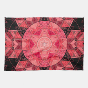 Linge De Cuisine Mosaic Mandala Flower rose et noir