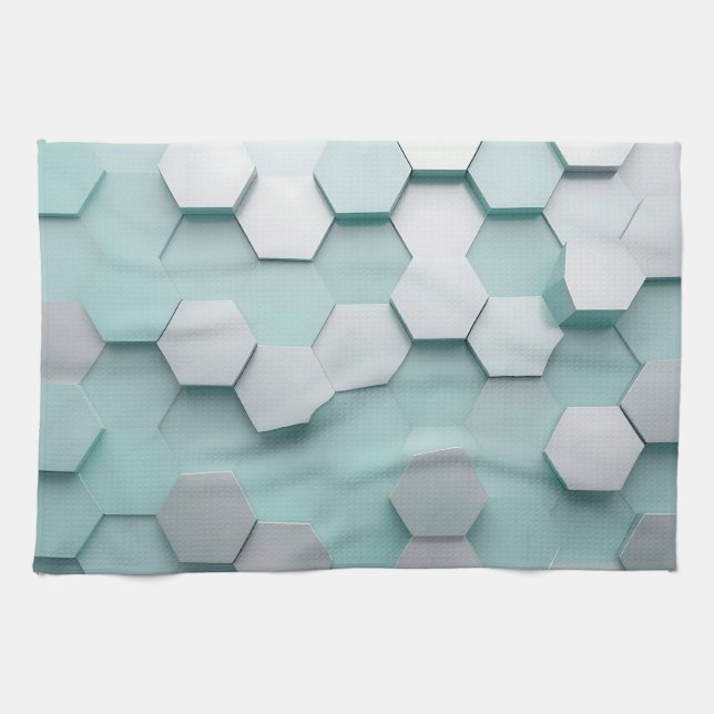 Linge De Cuisine Mosaïque 3D Hexagone Pastel Mint (Horizontal)