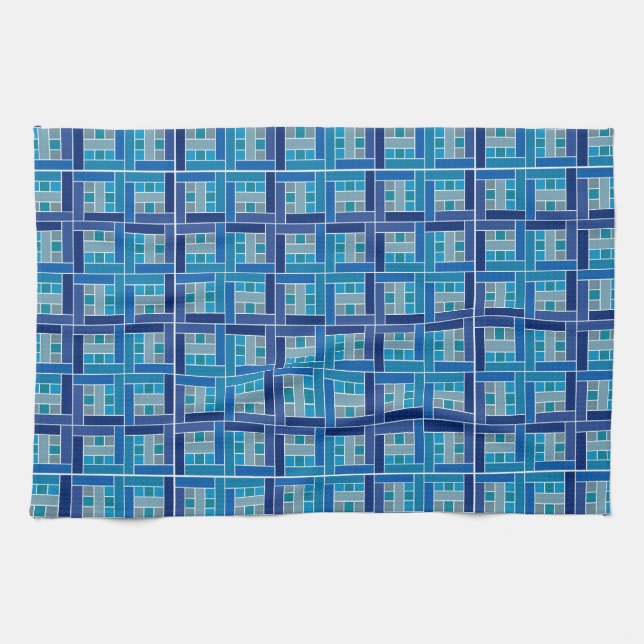 Linge De Cuisine Mosaïque carré bleu cobalt de Gaudí (Horizontal)