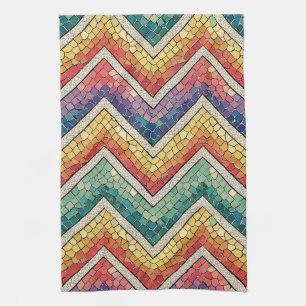 Linge De Cuisine Mosaïque Chevron Arc-en-ciel – Carreau Géométrique