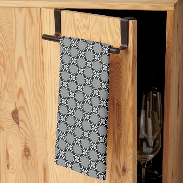 Linge De Cuisine Mosaïque noire et blanche (Pliage en tiers)