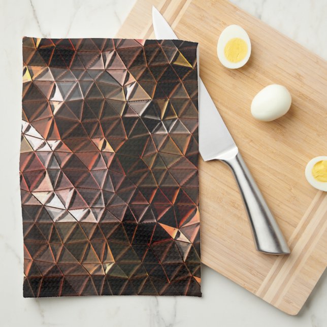 Linge De Cuisine Mosaïque triangulaire de couleur Brown avec léger  (Quart Plié)