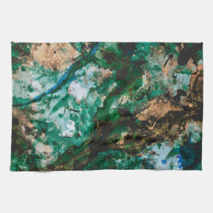 Linge De Cuisine Moss Agate Green Crystal Geode Abstract